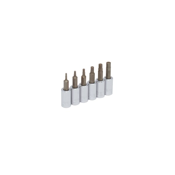 1/4" Drive Hexagonal Short Bit, Metric, 6 pcs